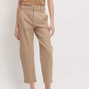 Everlane STRIPED Utility Barrel Pant in Toasted Coconut sz 4 NWT